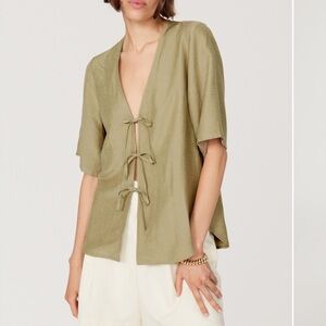 Samson RTR Beige Tie-Front Top